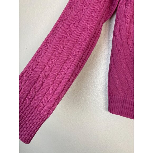 Petite Sophisticate Italian Merino Wool Pink Cable Knit Cardigan Sweater Small - Picture 13 of 16